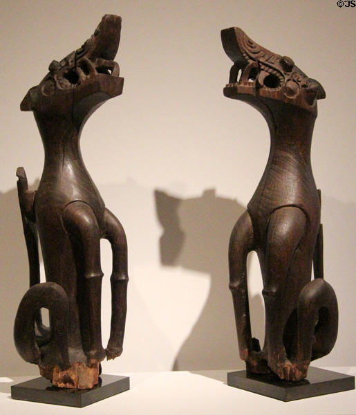 Mythical dog-like "aso" sculptures (19thC) from Sarawak, Malaysia at Dallas Museum of Art. Dallas, TX.
