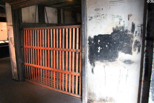 Original freight elevator at The Sixth Floor Museum at Dealey Plaza. Dallas, TX.