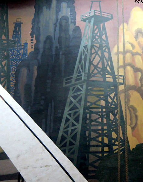 Oil story on Texas History mural in Great Hall of State at Fair Park. Dallas, TX.