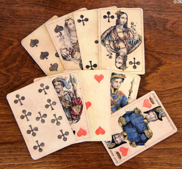 Mexican-American War playing cards including Maj. Gen. Winfield Scott as king of hearts at Dallas Historical Society Museum in Hall of State in Fair Park. Dallas, TX.