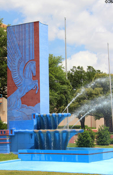 Pegasus fountain on Esplanade built for Texas Centennial Exposition building (1936) at Fair Park. Dallas, TX.