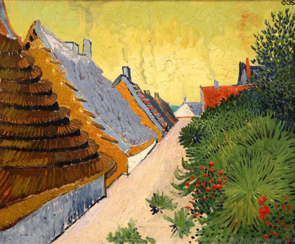 Street in Saintes-Maries-de-la-Mer painting (1888) by Vincent van Gogh (loaned from private collection) at Kimbell Art Museum. Fort Worth, TX.
