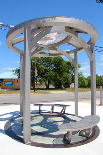Steel sculpture (2014) Crossroads Memorial, honoring Lyndon B Johnson & Martin Luther King by Aaron Hussey. San Marcos, TX.
