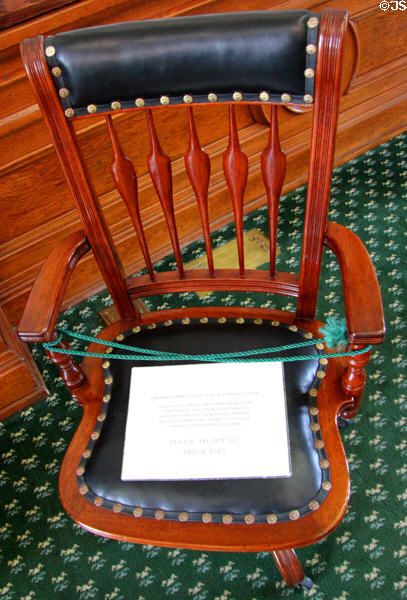Original capitol walnut swivel chair (1889) at Texas State Capitol. Austin, TX.