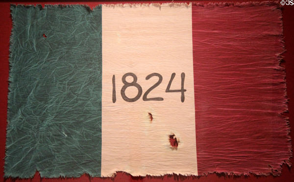 The Alamo Flag (1824) which flew from The Alamo during the battle (March 6, 1836) at Capitol Visitors Center. Austin, TX.