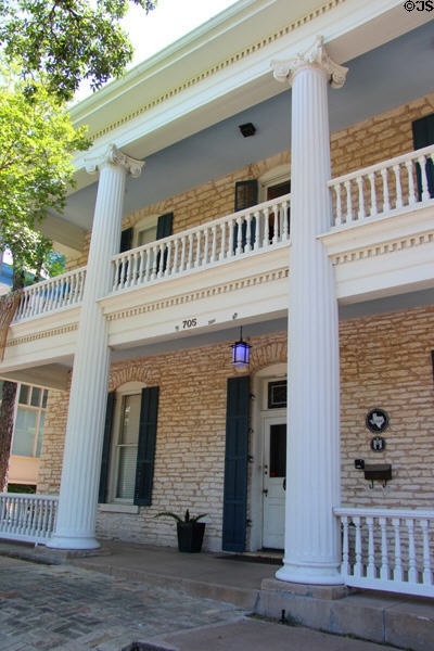 Stone Greek-Revival house (705 San Antonio St.). Austin, TX.
