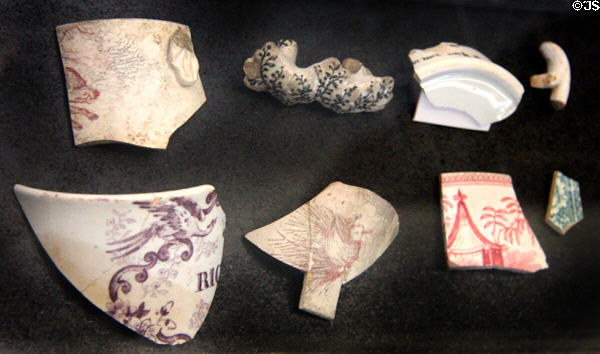 Transfer printed ceramic chards found at French Legation Museum. Austin, TX.