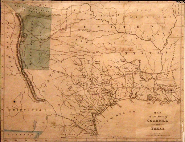 Map of States of Coahuila & Texas (c1834) showing empresario colonies at Bullock Texas State History Museum. Austin, TX.