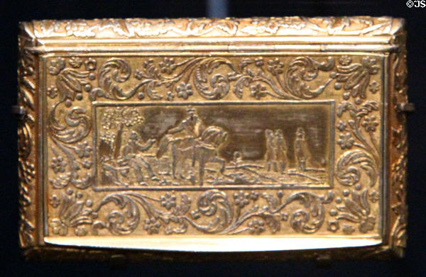 Snuff box (c1820s-30s) taken from Santa Anna after his capture at San Jacinto (lent: San Jacinto Museum of History) at Bullock Texas State History Museum. Austin, TX.