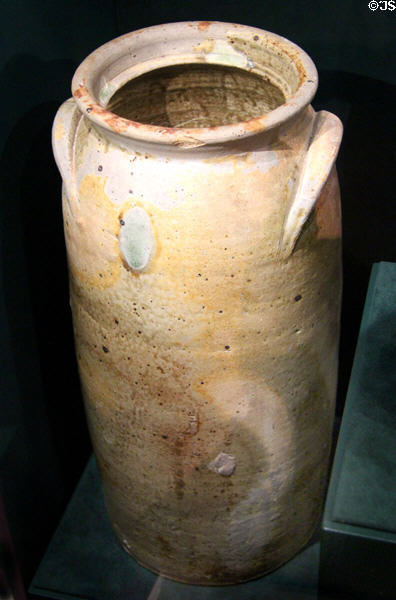 Wilson stoneware 5 gallon churn (c1857) at Bullock Texas State History Museum. Austin, TX.