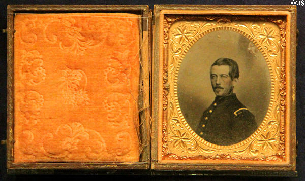 Tintype (c1862-5) of Francis Asbury Vaughan of Seguin, TX who enlisted in Union Army (lent: private collection) at Bullock Texas State History Museum. Austin, TX.