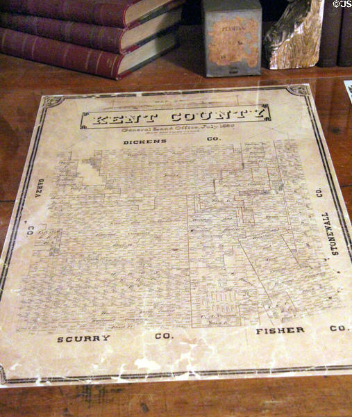 Map of Kent County (1889) drawn by William Sydney Porter in his job as draftsman for General Land Office at O. Henry Museum. Austin, TX.