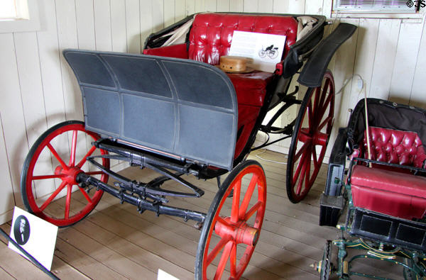 Phaeton (1896) by Brewster & Co. of New Haven, CT was sports car of its day in Wagon Shop at Pioneer Farms. Austin, TX.