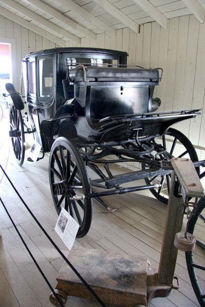 Five-glass Landau (c1880) in Wagon Shop at Pioneer Farms. Austin, TX.