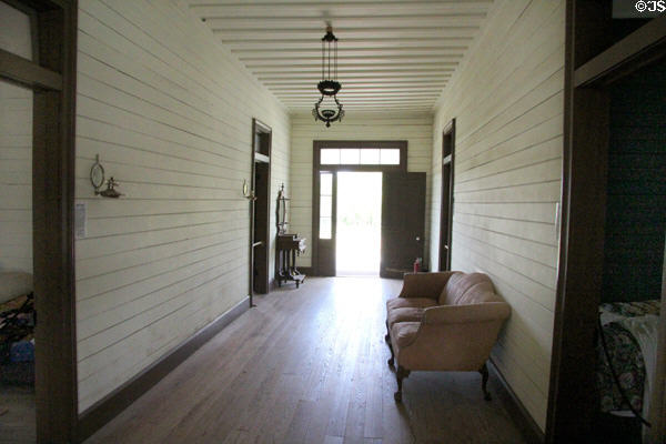 Dog trot-style hallway in Bell House at Pioneer Farms. Austin, TX.