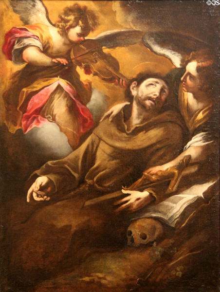 Angelic Consolation of St Francis painting (c1648-9) by Valerio Castello from Genoa at Blanton Museum of Art. Austin, TX.
