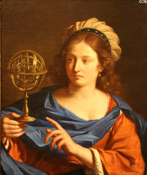Personification of Astrology painting (c1650-5) by Giovanni Francesco Barbieri (aka Guercino) from Italy at Blanton Museum of Art. Austin, TX.