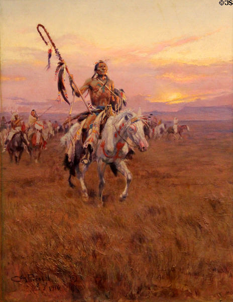 Medicine Man painting (1916) by Charles Marion Russell at Blanton Museum of Art. Austin, TX.