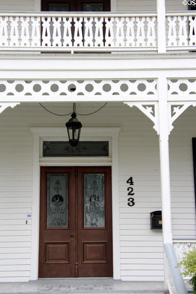 Front door of Stafford-Miller House (1886) (423 Spring St.). Columbus, TX.