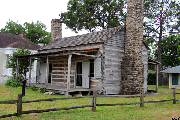 Abram Alley Log Cabin (1836) (1224 Bowie St.) built by Alley after return from Runaway Scrape in the Texas Revolution, now on Magnolia Homes Tour. Columbus, TX.