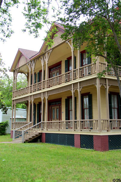 Verandah details of Tate-Senftenberg-Brandon Home (616 Walnut St.). Columbus, TX.