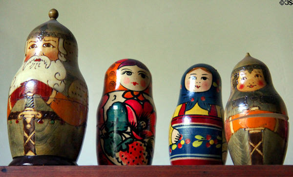 Russian nesting dolls in Baetge House at Conservation Plaza. New Braunfels, TX.
