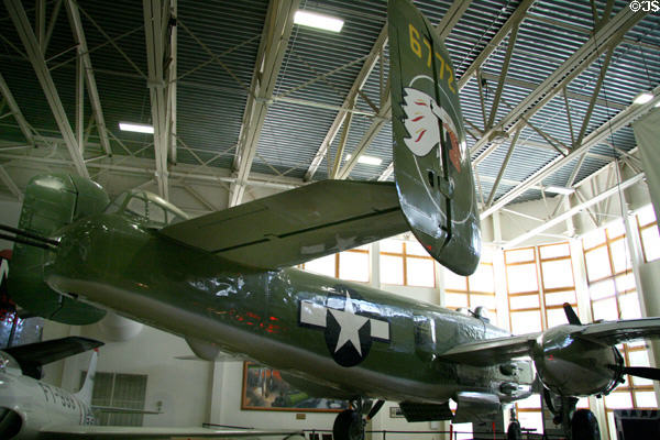 Twin tail of North American B-25J Mitchell (1945) at Hill Aerospace Museum. UT.