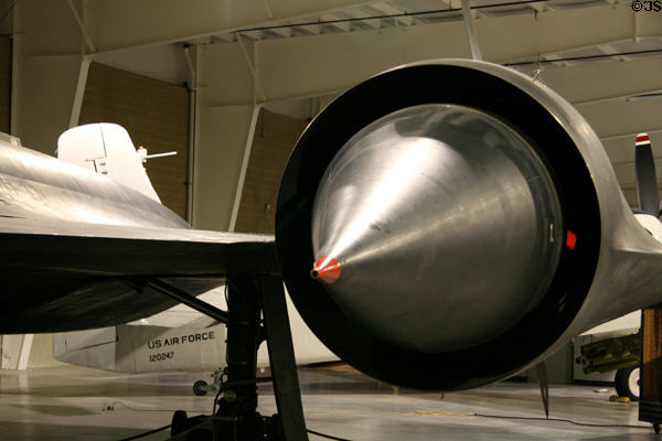 Engine intake of Lockheed SR-71C Blackbird (1969) at Hill Aerospace Museum. UT.