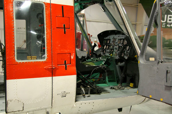 Cockpit of Bell HH-1H Iroquois helicopter (1973) at Hill Aerospace Museum. UT.