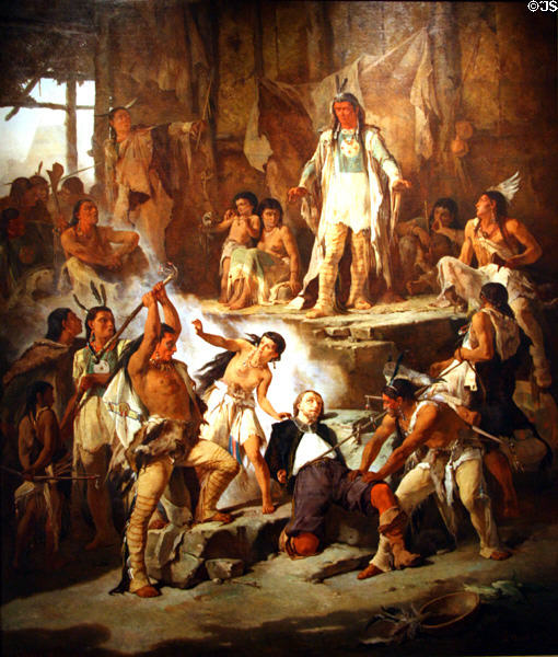 Pocahontas & John Smith painting (1870) by Victor Nehlig at BYU Museum of Art. Provo, UT.