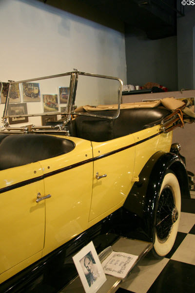 Side & 2nd windshield of Lincoln V-8 sports touring car (1926) at Browning-Kimball Car Museum. Ogden, UT.