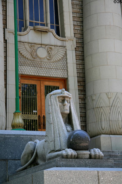Egyptian sphinx & art themes of Masonic Temple. Salt Lake City, UT.