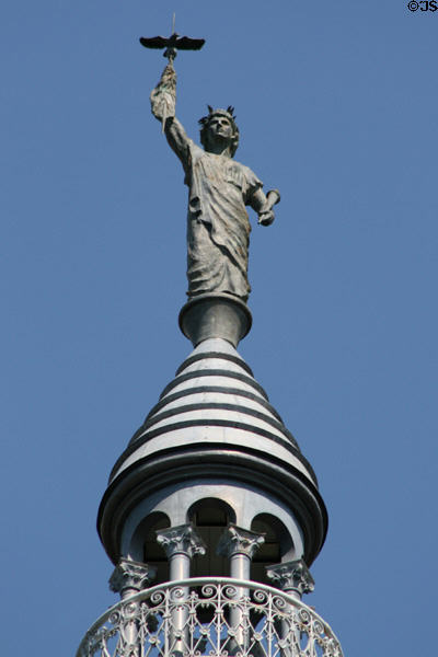 Statue of Columbia holding eagle atop Salt Lake City & County Building. Salt Lake City, UT.
