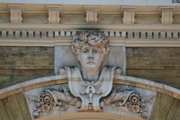 Female face on facade of Orpheum Theatre. Salt Lake City, UT.