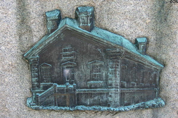Bronze plaque of what original Social Hall looked like. Salt Lake City, UT.