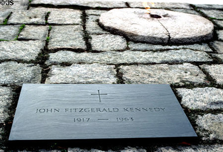 John F. Kennedy's grave & eternal flame in Arlington National Cemetery. Arlington, VA.