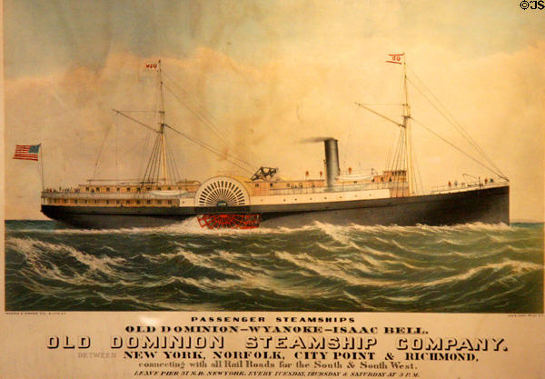 Poster for Old Dominion Steamship Co. between New York, Norfolk, City Point & Richmond by Parsons & Atwater at Norfolk History Museum. Norfolk, VA.