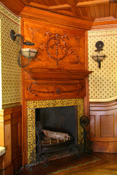 Carved stairwell fireplace of Hunter House museum. Norfolk, VA.