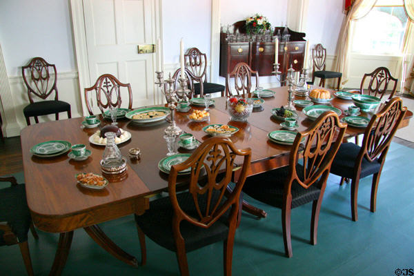 Dining table of Moses Myers House museum. Norfolk, VA.