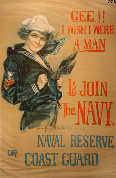 "Gee!! I wish I were a Man" Navy recruiting poster (1918) by Howard Chandler Christy at Hampton Roads Naval Museum. Norfolk, VA.