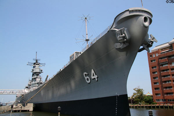 Port side of Battleship Wisconsin #64. Norfolk, VA.