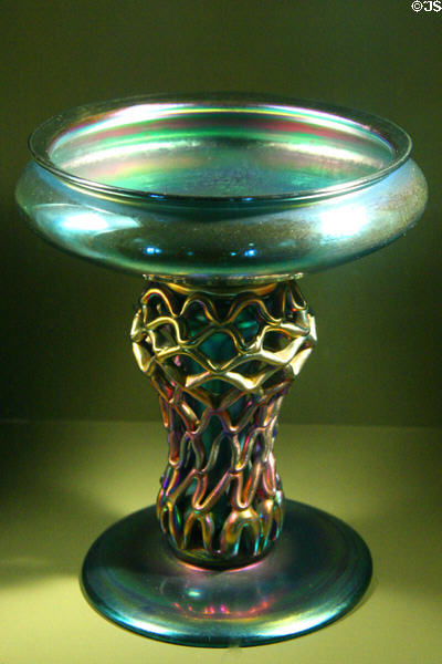 Iridescent glass comport (c1909) by Tiffany Furnaces at Chrysler Museum of Art. Norfolk, VA.