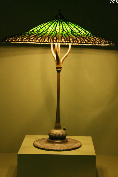 Stained glass Pagoda Lotus Leaf lamp shade (c1903) by Tiffany Studios at Chrysler Museum of Art. Norfolk, VA.