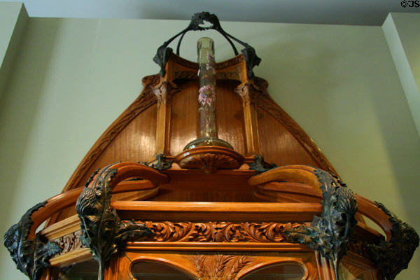 Top detail of Art Nouveau cabinet with Gallé stick vase (c1878-84) at Chrysler Museum of Art. Norfolk, VA.