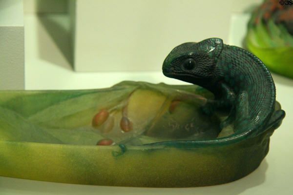 Chameleon Vide Poche (c1920) by Henri Bergé made by Amalric Walter of Nancy, France at Chrysler Museum of Art. Norfolk, VA.