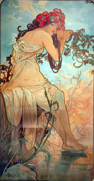 Art Nouveau lithograph of summer in Four Seasons series (c1896) by Alphonse Mucha at Chrysler Museum of Art. Norfolk, VA.
