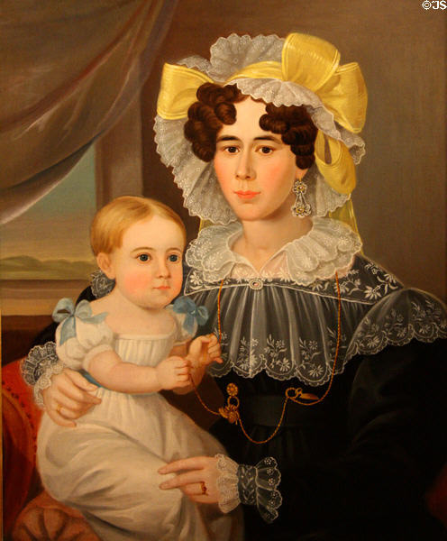 Mrs. Lavinia M. Parcells Pike & Baby Mary Elizabeth (c1830) American portrait at Chrysler Museum of Art. Norfolk, VA.