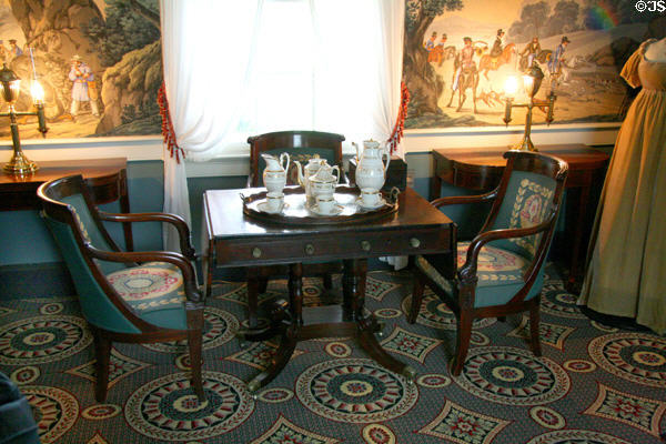 Drawing room of Ash Lawn-Highland with chairs (c1800) imported by Monroe's from Paris. Charlotttesville, VA.