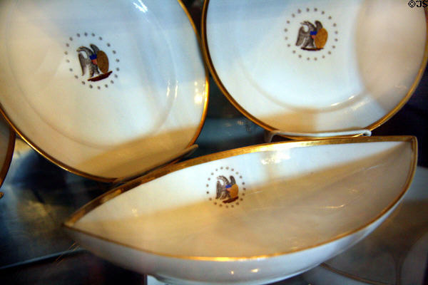 Paris Porcelain dishes (c1817) probably from James Monroe's Presidential dinner service at Ash Lawn-Highland. Charlotttesville, VA.