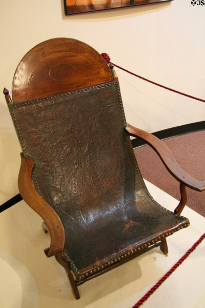 James Madison's Compeachy Chair given to him by Thomas Jefferson at James Madison Museum. Orange, VA.